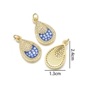 Ciondolo a goccia in rame placcato oro 18K con intarsio in conchiglia blu e zirconi - Ciondolo a Goccia (Blu Reale)