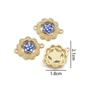 Golden flower star pendant connector with blue shell and white crystals, 1.8cm width - Sunflower Star Connector (Royal Blue)