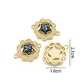 Shell and gold-plated copper flower star pendant for DIY necklaces in black finish - Sunflower Star Connector (Black)