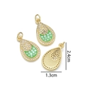 Ciondolo a goccia placcato oro 18K con smalto a scacchi verde e bianco e zirconi - Ciondolo a Goccia (Verde)