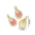 Pendaglio a goccia placcato oro 18K con zirconi e intarsio in conchiglia bicolore - Ciondolo a Goccia (Rosso)