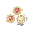 Golden sun star pendant with red shell oil inlay and crystal edges for DIY jewelry - Sunflower Star Connector (Red)