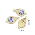 Pendentif goutte doré à carreaux bleus et blancs avec strass 2,4cm x 1,3cm - Connecteur Goutte (Bleu Roi)