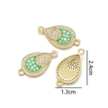 Pendentif goutte plaqué or 18K avec damier vert blanc et cristaux blancs 2,4cm - Connecteur Goutte (Vert)