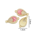 Connecteur goutte pour bijoux avec motif quadrillé rouge blanc et cadre doré - Connecteur Goutte (Rouge)
