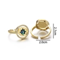 Anelli in rame placcati oro 18K con stella esagonale e decorazioni in zircone - Stile A (Opale Artificiale Verde Smeraldo)