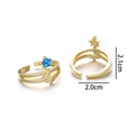 Anello regolabile placcato oro 18K con luna stella e opale blu in metallo di rame - Stile B (Opale Artificiale Blu Pavone)