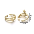 Bague ajustable plaqué or 18K lune et étoile avec zircons et incrustation opale - Style B (Opale Artificielle Rose Colorée)