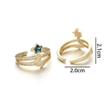 Bague étoile ajustable en cuivre plaqué or 18 carats avec opale et zircons brillants - Style B (Opale Artificielle Vert Émeraude)