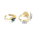Anello minimalista placcato oro 18K con motivo occhio blu e micro diamanti bianchi fini - Opale Artificiale Verde Smeraldo (Stile A)
