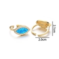 Vergulde S925 verstelbare ring met blauwe marquise steen en witte zirkoon - Pauwblauw Opaal (Stijl C)