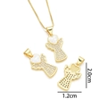 Golden angel pendant necklace with opal heart and crystal pavé detail, 2.0cm height - Heart Angel Colorful Pink Opal