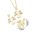 Gold angel necklace with white opal stone and pavé crystal wings, size 2.2x1.9cm - Winged Angel Colorful Pink Opal