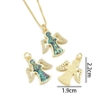 Gold angel pendant necklace with opal wings and cubic zirconia inlay, 2.2cm size - Winged Angel Emerald Green Opal