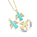 Gold-plated angel wing necklace with blue opal inlay and sparkling zircon crystals - Winged Angel Peacock Blue Opal