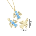 Blue opal angel pendant necklace in gold plated copper with cubic zirconia stones - Winged Angel Starry Blue Opal