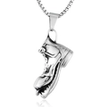 Punk style stainless steel sneaker pendant necklace with vintage distressed finish - Steel Color, Without Chain