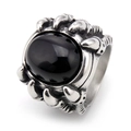 Punk style titanium steel dragon claw ring with a large oval black gemstone for men - US 7 / Black