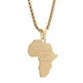 Gold Africa map pendant with engraved city names on a sturdy box chain necklace - Pendant Only (Without Chain) - Gold