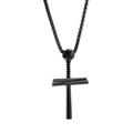 Matte black stainless steel baseball bat cross pendant with matching box chain - Pendant Only (Without Chain) / Black