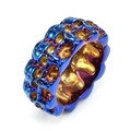 Unique skull pattern titanium steel ring for men with purple and gold metallic finish - US 7 / AB Color