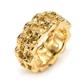 Men's gold titanium steel ring with textured skull patterns and a polished inner surface - US 7 / Gold
