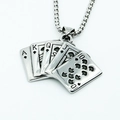 Hip hop royal flush poker cards pendant necklace in vintage oxidized titanium steel - Pendant Only (Without Chain)