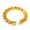 Punk style golden stainless steel dragon bone chain bracelet with detailed dragon head clasp - Gold