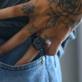 Vintage black gothic skull signet ring for men in matte titanium steel finish - US 7 / Black