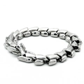 Punk silver dragon scale bone chain bracelet with dragon head clasp in stainless steel - Steel