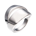 Minimalist wide double-band stainless steel open ring with a polished silver finish - US 7 / Steel