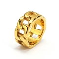 Punk Herrenring aus Edelstahl mit Kettenstruktur und goldener Oberfläche auf weiß - US 5 / Gold