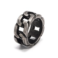 Edelstahl Motorradkettenring im Retro Punk Stil mit antikem Silberfinish - US 5 / Antik-Silber