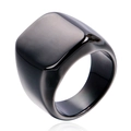 Anillo de sello cuadrado en acero inoxidable negro pulido con acabado de espejo - US 5 / Negro