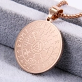 Retro Viking compass pendant in rose gold finish with Nordic runes and steel square chain - Rose Gold Tone Pendant Only (Without Chain)