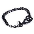 Detail of black Cuban link bracelet featuring a polished handcuff charm with Unlock text - Men's Black / 220*8mm