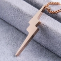 Detailed close-up of polished rose gold lightning bolt pendant with a sleek box chain - Rose Gold Pendant Only (Without Chain)