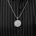 Detail of vintage Viking Valknut pendant with Nordic runes on a silver chain - Antique Silver Pendant Only (Without Chain)