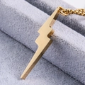 Polished gold lightning bolt pendant necklace with square box chain for men street style - Gold (Pendant Only)