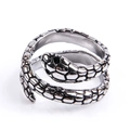 Close-up of silver snake ring with realistic scale texture and gothic wrap design - US 7 / Steel
