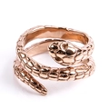 Detailed view of rose gold snake ring featuring realistic scale textures and coiled design - Rose Gold