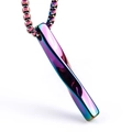 Rainbow twisted column pendant necklace in polished stainless steel for men with box chain - 60CM / Iridescent