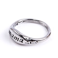 Minimalist silver stainless steel ring featuring engraved mama text and flower motifs - US 9 / Silver Mama