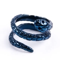 Deep metallic blue stainless steel snake ring with realistic scale texture on white background - US 7 / Blue