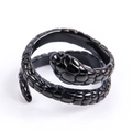 Gothic black stainless steel snake wrap ring with detailed scale textures for men and women - US 7 / Black