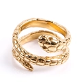 Golden stainless steel snake ring with detailed scales in a wrap-around serpent design - US 7 / Gold