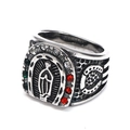 Vintage stainless steel ring with horseshoe design and colorful rhinestones for men - US 7 / Steel