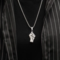 Close-up of a punk-style muscular fist pendant on a stainless steel chain for men - Steel Color Pendant (Pendant Only)