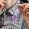 Rainbow plated muscle fist pendant necklace for men in punk hip-hop style with bead chain - Multicolor Pendant Only (Without Chain)