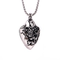 Vintage stainless steel skull necklace with guitar pick pendant and box chain for men - Steel Color Pendant (HT-3430) Only (Without Chain)
